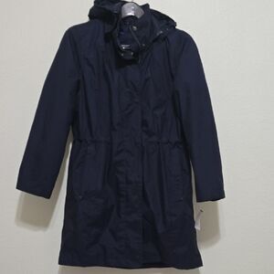 American Airlines X Lands End Navy Hooded Trench Coat S